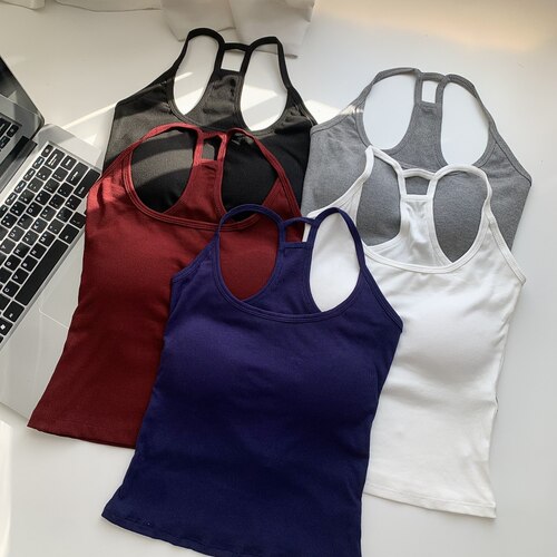 热辣欧美设计感灰色带胸垫吊带