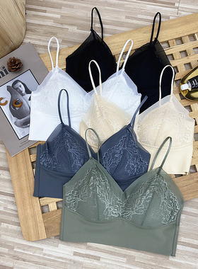 网红小吊带美背内衣女聚拢夏季薄款大胸显小内搭外穿背心文胸罩杯