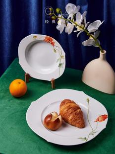 高端送礼现货梅森Meissen浮雕波浪瓷餐盘水果点心甜品汤盘32.5CM