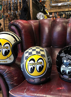 台湾gallop复古3/4半盔vespa机车摩托卡通女款大眼睛mooneyes头盔