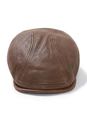 美国品牌 Stetson 经典复古骑士真皮平顶帽 男款哈雷鸭舌帽子秋冬