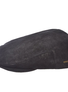 美国品牌 stetson复古做旧翻毛真皮诳街休闲麂皮贝雷帽鸭舌平顶帽