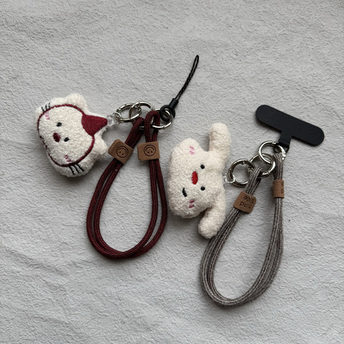 可爱毛绒小狗公仔玩偶手机壳挂绳挂件钥匙ccd相机水杯通用挂饰潮
