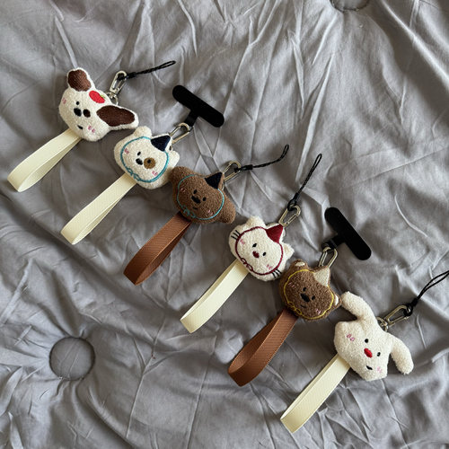 可爱毛绒miu系风小动物手机壳饰品挂链手腕绳相机ccd钥匙通用挂件