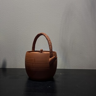 水桶型苹果提梁铫·贵陶淮洲 潮州砂铫鸡蛋黄朱泥钟贵河荷生陶坊