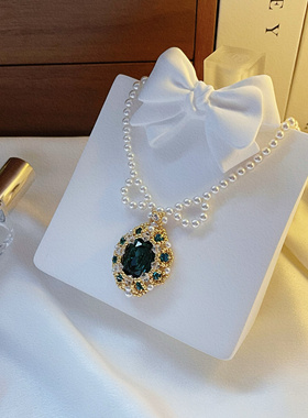 XL002•复古小众设计时尚轻奢秋冬宝石包钻毛衣链（材料包&成品）