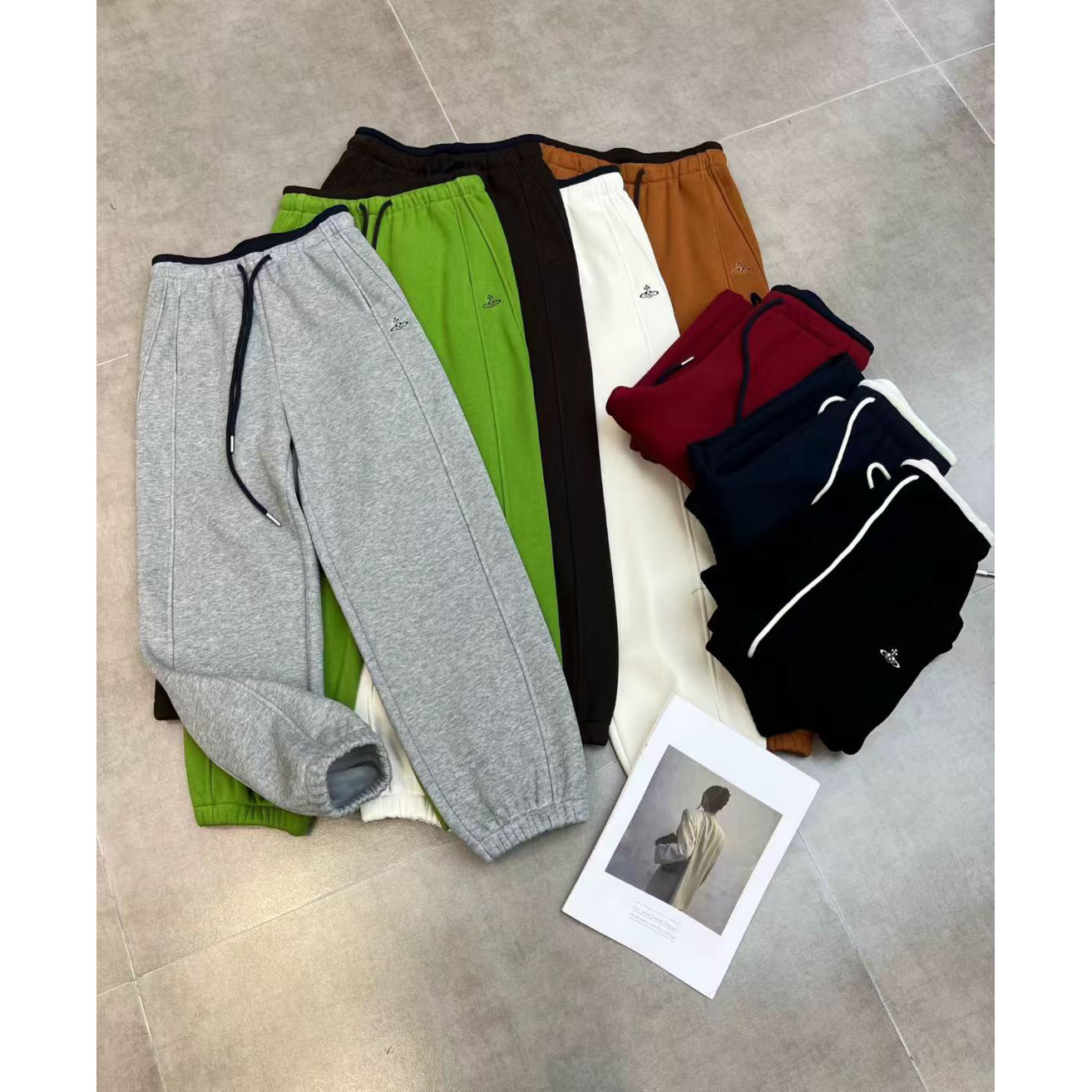 小众设计师！舒适保暖 星球刺绣加厚加绒九分束脚卫裤休闲运动裤