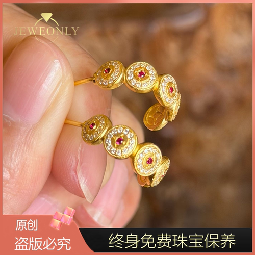 Jeweonly珠宝-钱币耳钉6.7g 官方黄金耳钉足金999 配证书支持复检