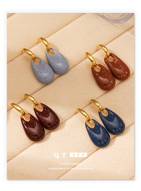 NCLAND原创设计时尚复古感手工滴油吊坠耳钉简约精致百搭欧美气质