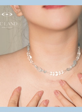 NCLand 水型 原创设计天然海蓝宝水晶项链女轻奢小众锁骨链颈链