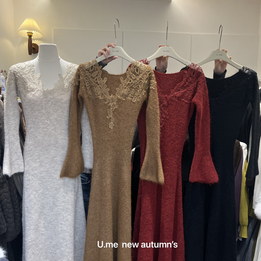 上新法式复古蕾丝拼接气质小众连衣裙YS1-8805