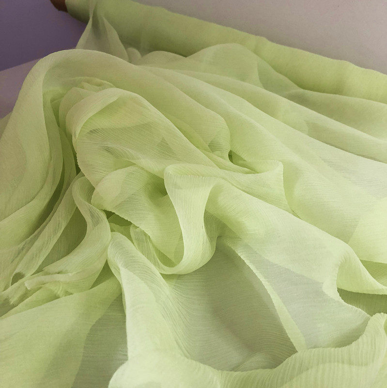 冰淇淋绿色真丝顺纡布料服装面料丝绸布料桑蚕丝面料114cm6姆米