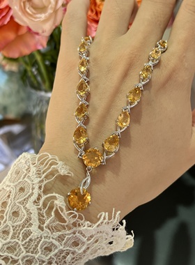 天然黄水晶项链女S925纯银高级感