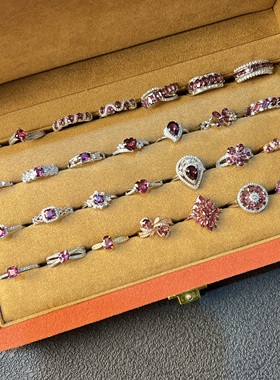 天然镁铝榴石戒指银活口精致小众