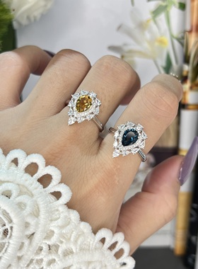 天然托帕石戒指女S925银小众饰品