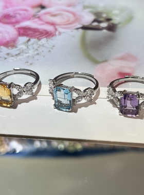 爆款天然紫水晶戒指s925时尚欧美