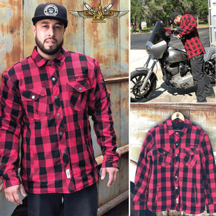 黑金定制 WEST COAST CHOPPERS美国机车休闲男士长袖格子衬衫衬衣
