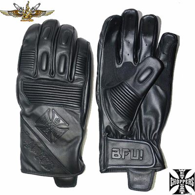 黑金定制 WEST COAST CHOPPERS 美国进口护具皮 复古机车骑行手套