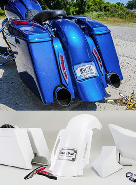 黑金定制哈雷改装14后进口旅行滑翔路王拖尾边尾箱泥瓦bagger套件