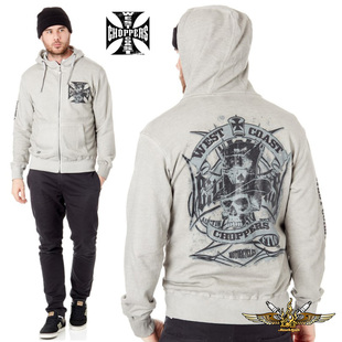 黑金定制 WEST COAST CHOPPERS美国哈雷机车服饰男士连帽卫衣外套