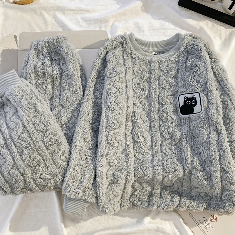 男童睡衣纯色高端法兰绒2025秋冬