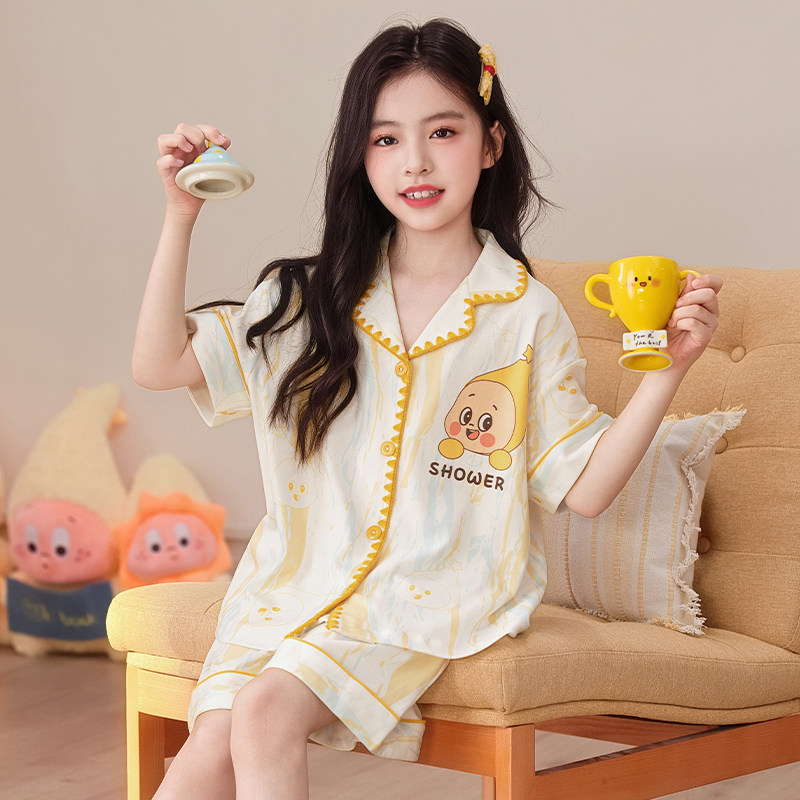 女大童短袖睡衣可爱星星人夏季