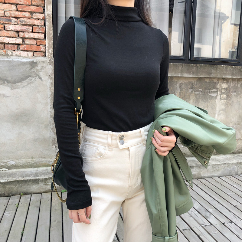 【闭店清仓】4色半高领羊绒打底衫女2022秋冬百搭弹力长袖内搭