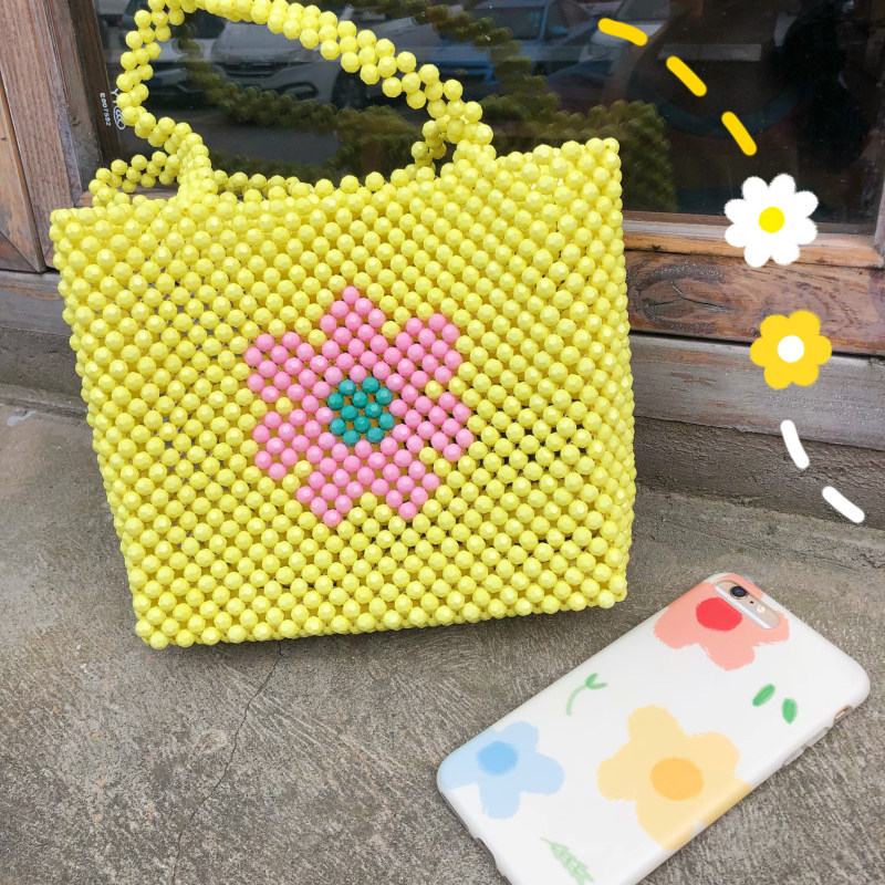 【闭店清仓】泫雅风花朵串珠包ins复古可爱手工编织度假手提女包