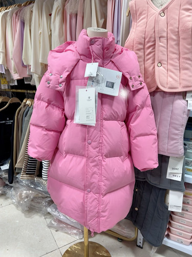 2025冬创美芝男女中大童亲少年130-180中长款带帽休闲羽绒服外套