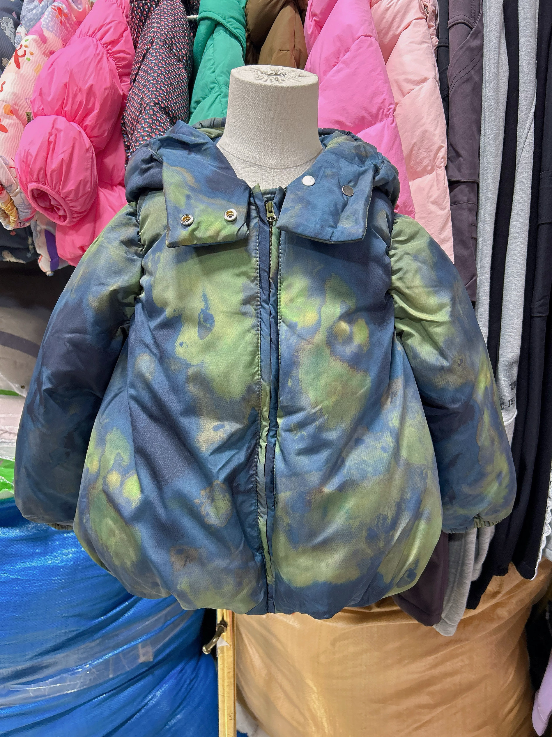 2025冬蘑菇酱男女中小童90-130杂染星空洋气带帽韩版羽绒服外套