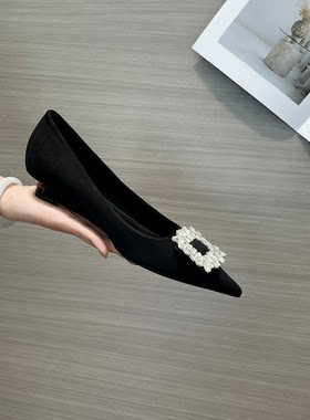 72013法式低跟黑色百搭单鞋女鞋