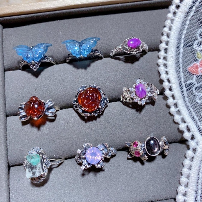 尼泊尔复古天然水晶925纯银