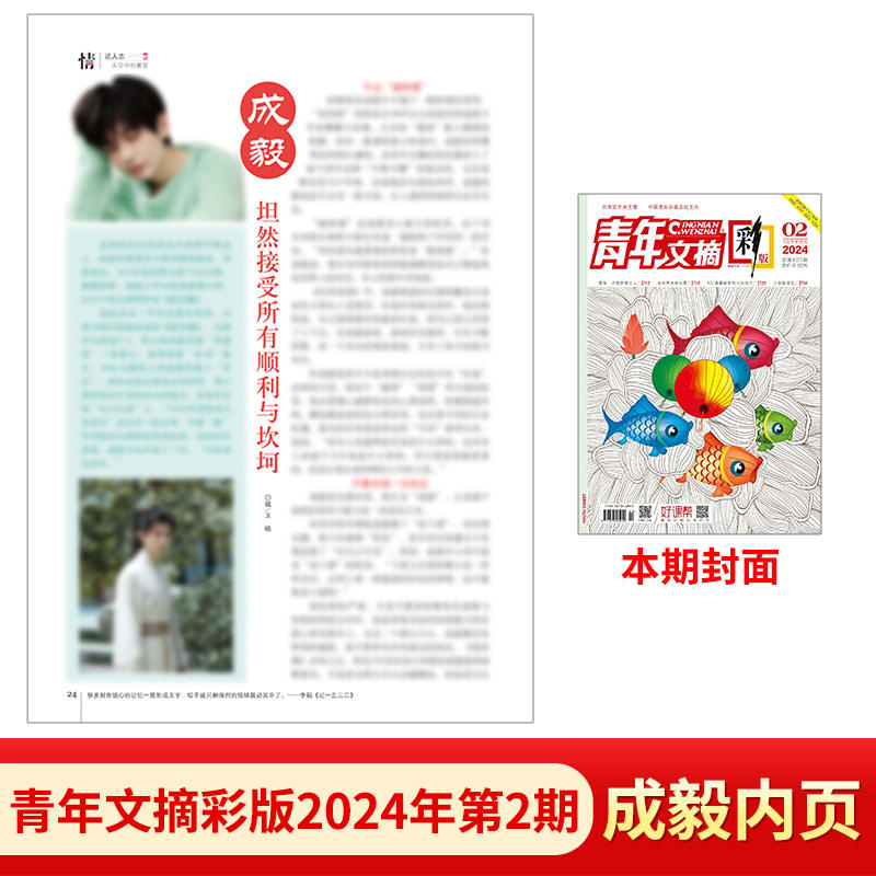 青年文摘彩版杂志含成毅内页