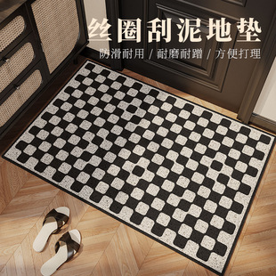 极简风几何丝圈入户地垫 进门蹭土门垫长方形玄关满铺防滑脚垫子