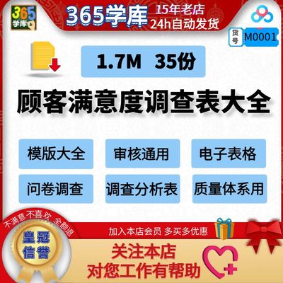 顾客满意度调查表模版大全质量体系审核通用分析Excel文档Word35