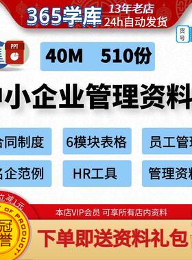 中小企业管理资料包合同制度6大模块表格员工HR工具模版510份Word
