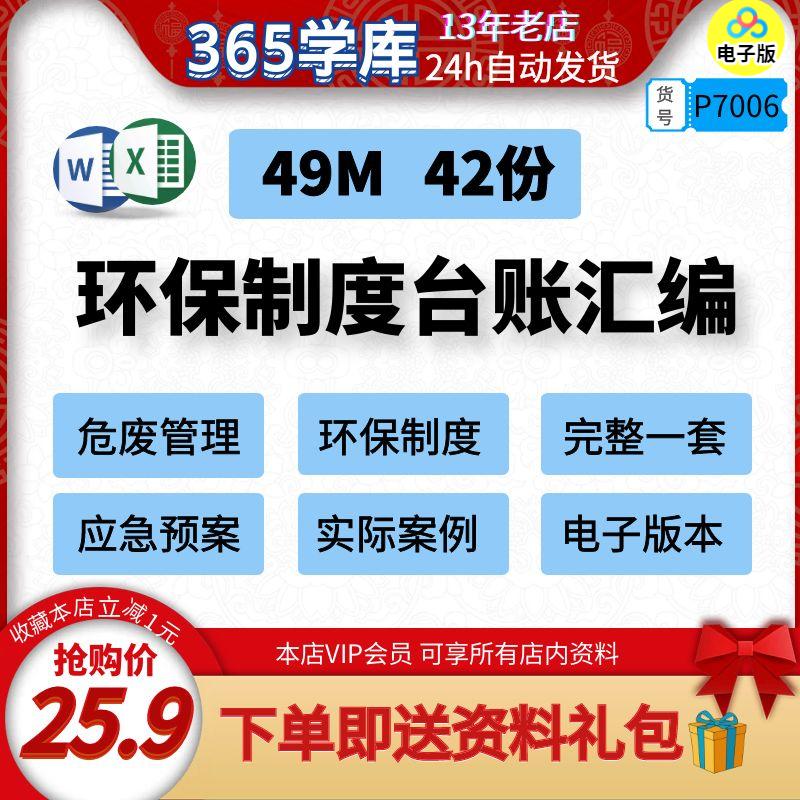 环保制度台账汇编危废管理应急预案实际案例完整模板电子资料一套