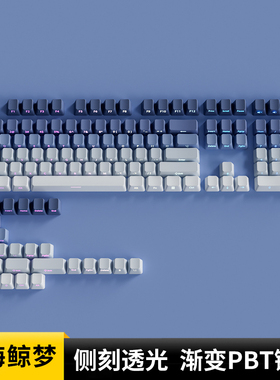 欧希德深海鲸梦侧刻键帽OEM高度PBT蓝色透光键盘达尔优LK98pro