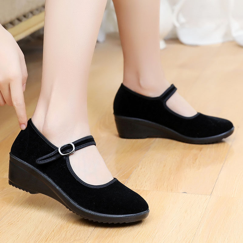 赛格女布鞋老北京软底舞蹈鞋黑灯芯绒夏季款老年凉鞋夏天广场舞鞋