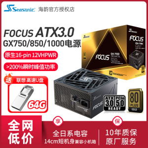 海韵电源 FOCUS GX1000 850 750W全套压纹线 新版ATX3.0 支持4090