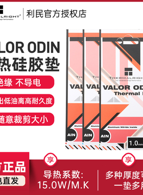 利民VALOR ODIN氮化铝硅胶垫 95x50x0.5mm 导热系数15w/mk不导电笔记本电脑显存PS5硅脂垫