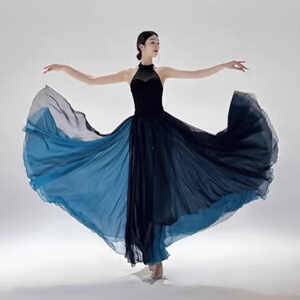 消失的她笼#甜橙子原创古典舞双层720度天丝大摆裙现代舞飘逸长裙