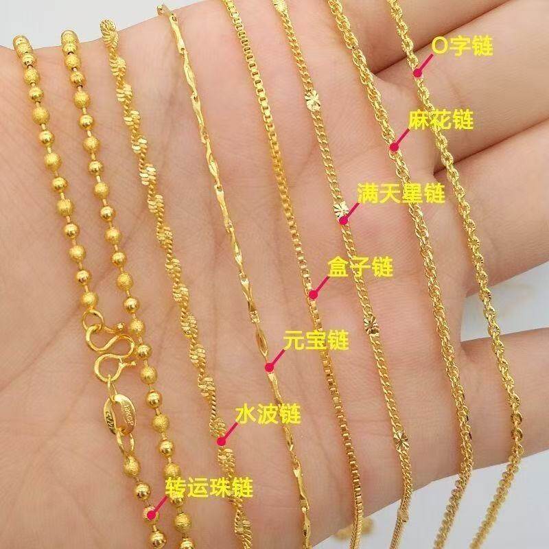真金包银素链肖邦链盒子链仿真黄金纯实心项链可回收不掉色送女友