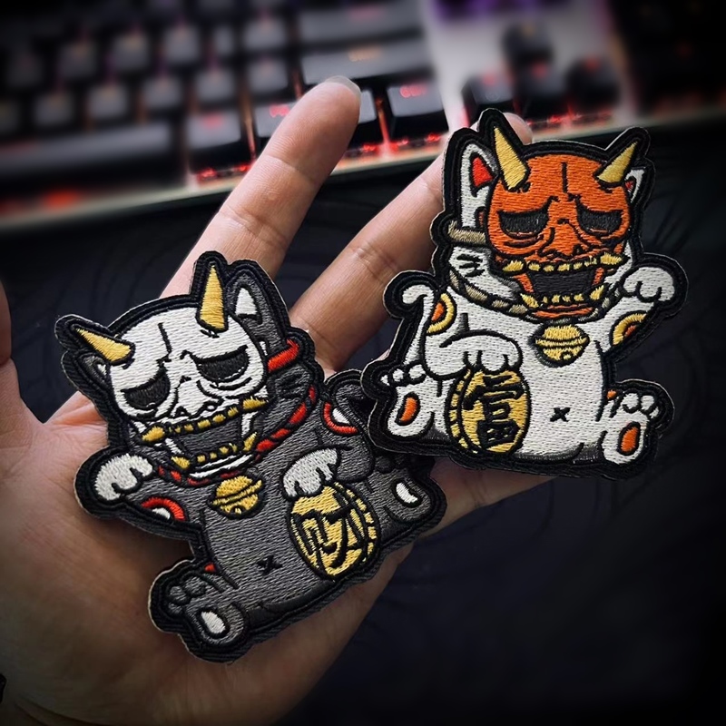 财富喵ins风卡通布贴魔术贴章
