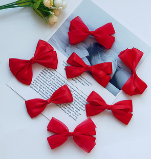 大红色缎带喜庆大蝴蝶结发夹学生绸缎元旦六一舞台表演发卡发绳