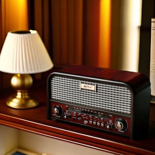 出欧美复古怀旧双声道立体声老人收音机调频中波短波蓝牙U盘音箱