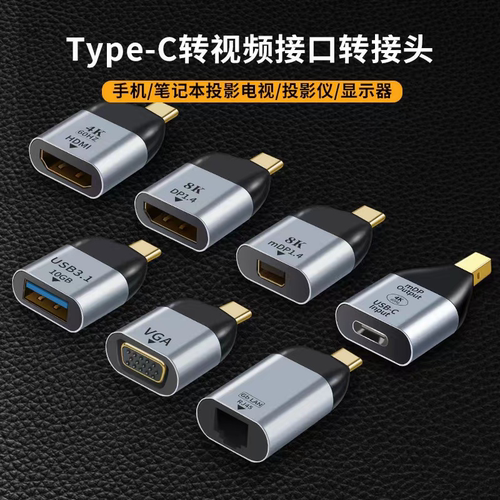 Typec转HDMI接口DP1.4转接头minidp转换器VGA投影仪网线连显示器