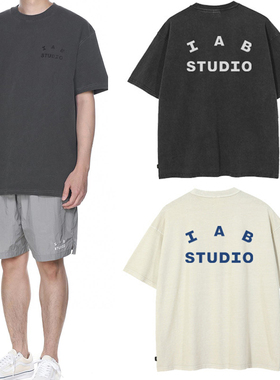 IAB STUDIO T-shirt纯棉重磅复古宽松夏季男女款短袖T恤圆领上衣
