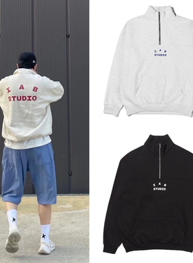 IAB STUDIO韩国潮牌男女立领半拉链卫衣抓绒秋冬情侣服装上衣外套