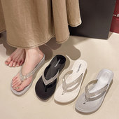 日本GK时尚 百搭海边沙滩舒适防滑凉拖鞋 坡跟人字拖女外穿夏季 新款